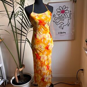 Revolve Mirae Angelina Yellow Floral Maxi Dress